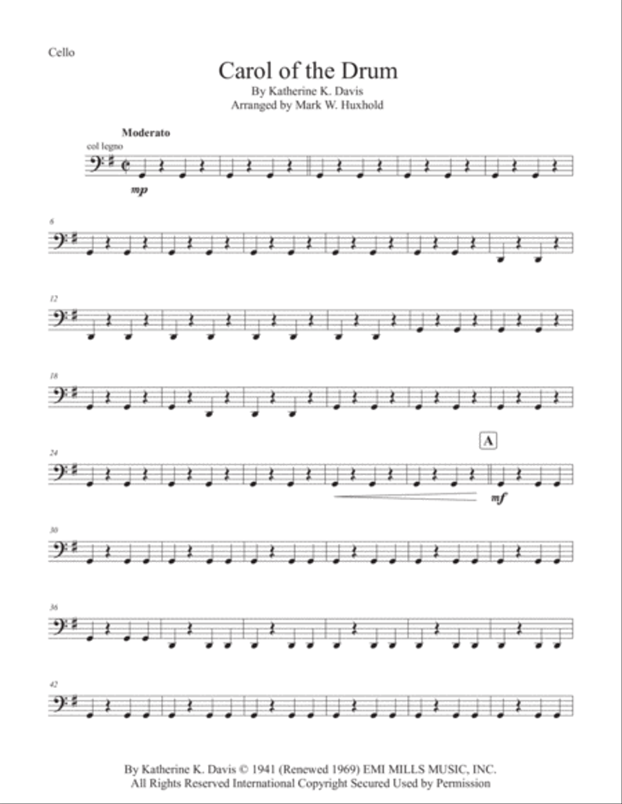 Carol Of The Drum String Quintet scores gallery preview page 1