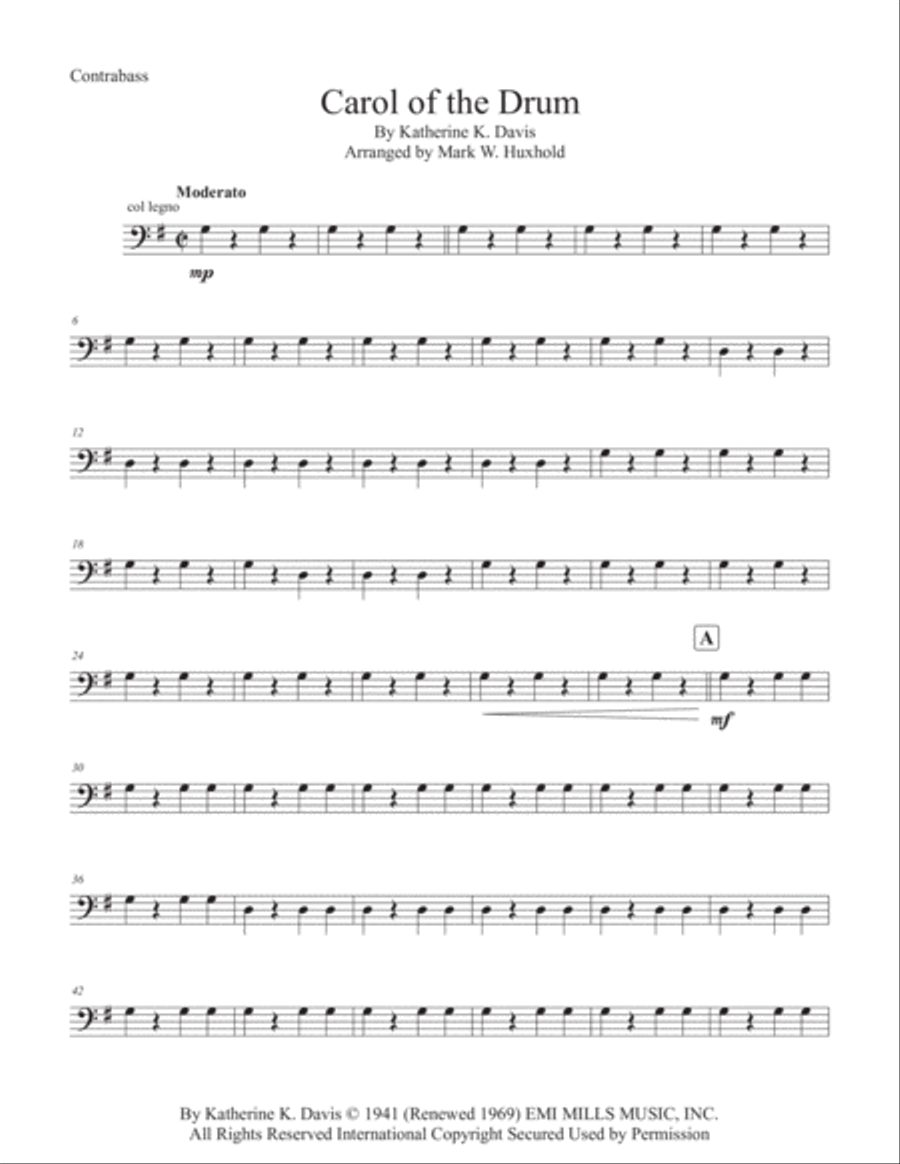 Carol Of The Drum String Quintet scores gallery preview page 1