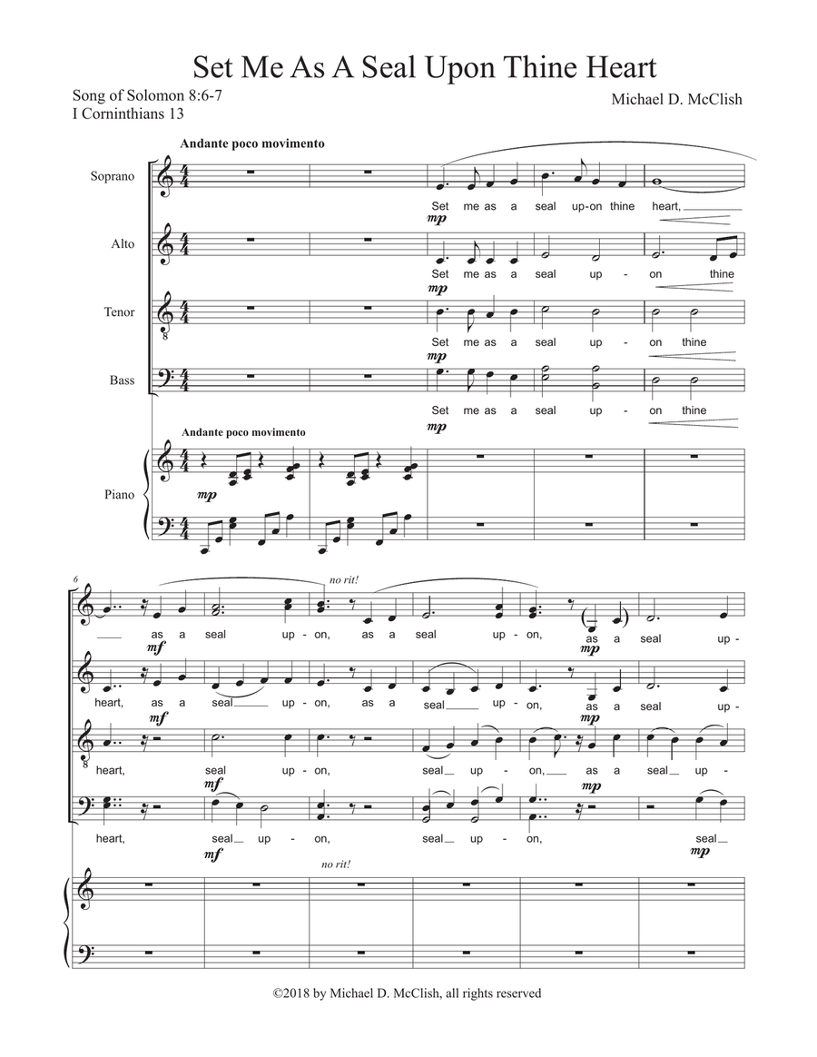 Set Me As A Seal Upon Thine Heart 4-Part scores gallery preview page 2