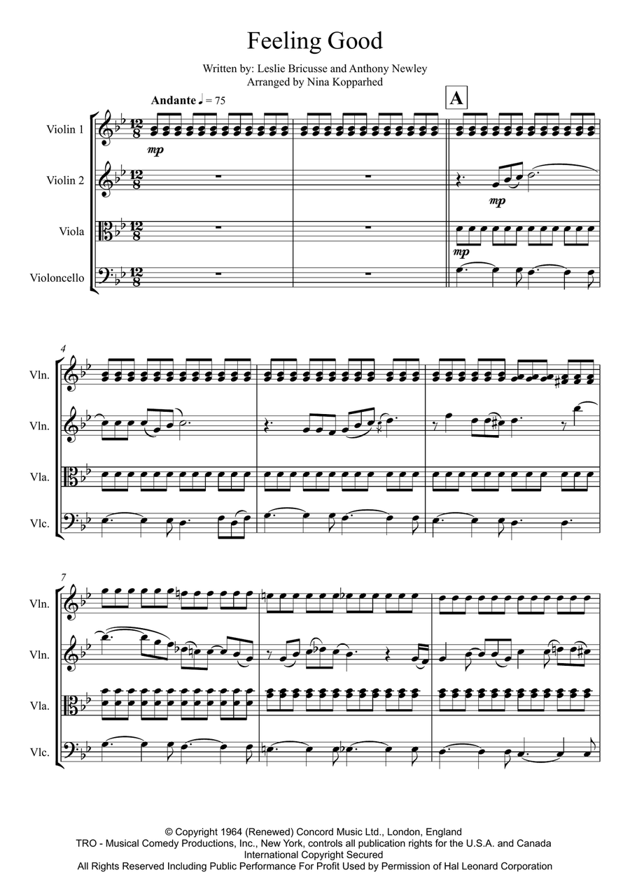 Feeling Good String Quartet scores gallery preview page 3