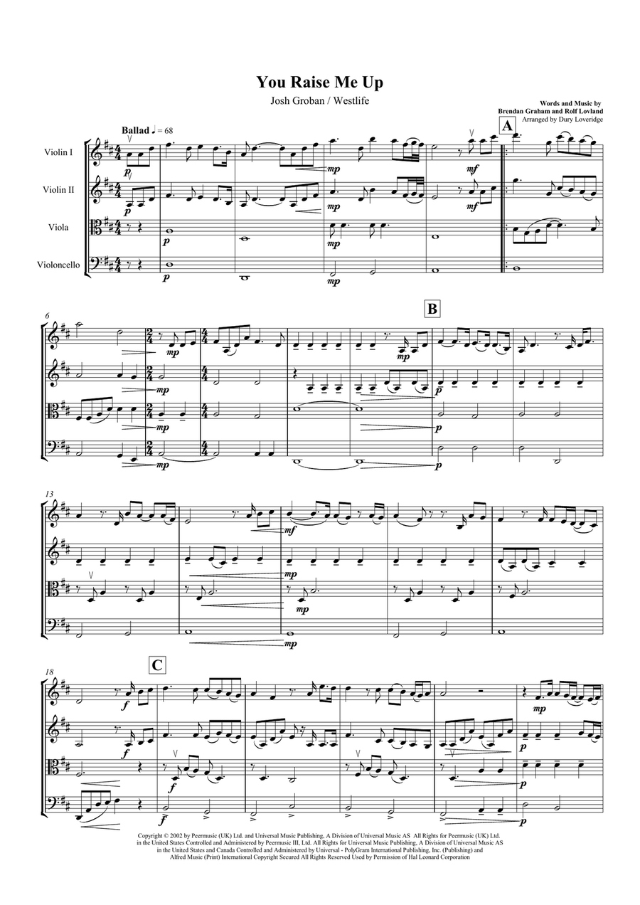 You Raise Me Up You Raise Me Up String Quartet scores gallery preview page 2