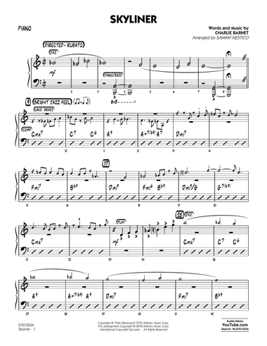 Skyliner (arr. Sammy Nestico) - Piano