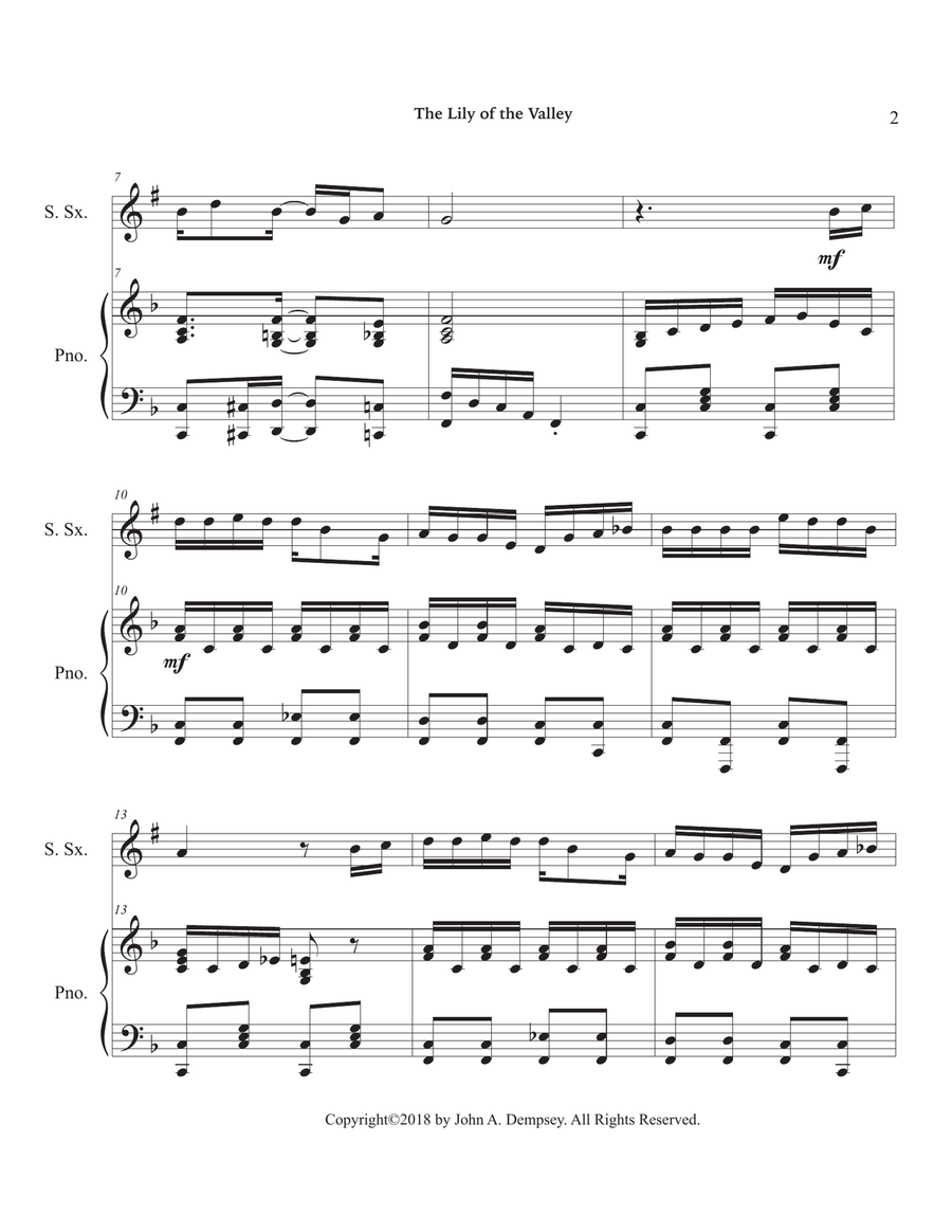 The Lily of the Valley (Soprano Sax and Piano) Soprano Saxophone scores gallery preview page 6