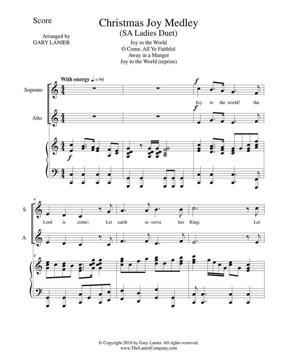 CHRISTMAS JOY MEDLEY (SA Ladies Duet with Piano - Score & SA Ladies Part included) SSA scores gallery preview page 2