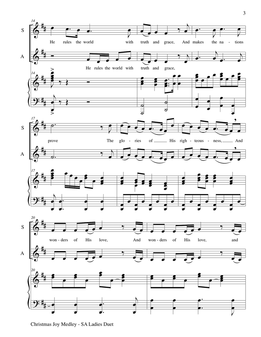 CHRISTMAS JOY MEDLEY (SA Ladies Duet with Piano - Score & SA Ladies Part included) SSA scores gallery preview page 4