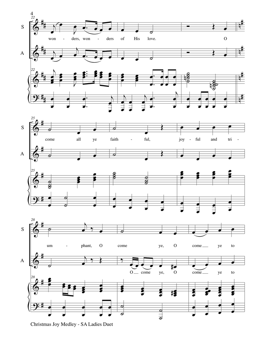 CHRISTMAS JOY MEDLEY (SA Ladies Duet with Piano - Score & SA Ladies Part included) SSA scores gallery preview page 5