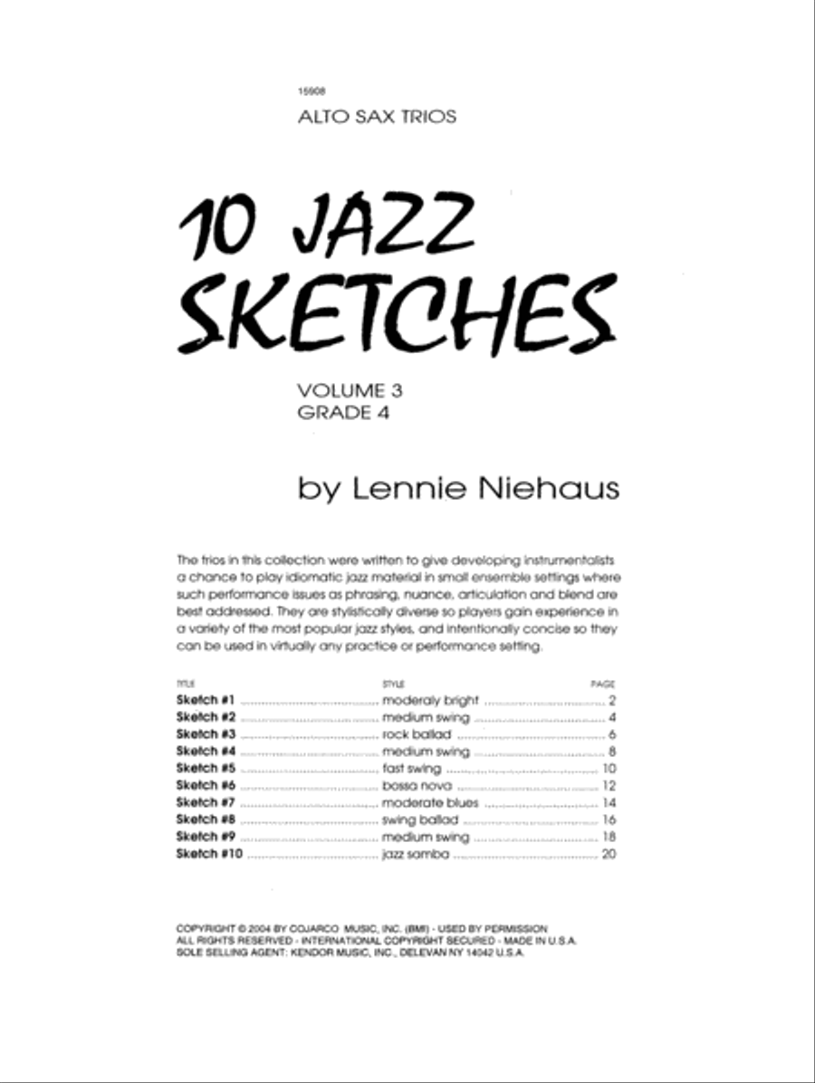 10 Jazz Sketches, Volume 3 (altos) Saxophone scores gallery preview page 1