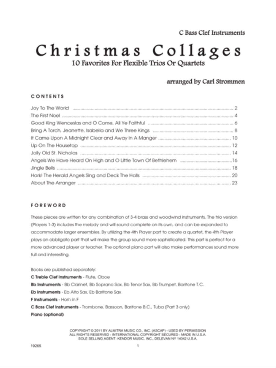 Christmas Collages - C Bass Clef Instruments Bass Clef Instrument scores gallery preview page 1
