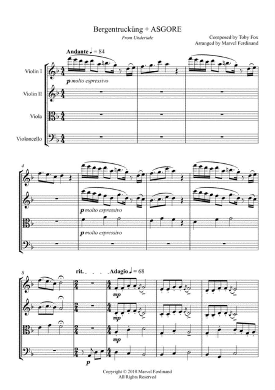 Bergentruckung + ASGORE String Quartet scores gallery preview page 1
