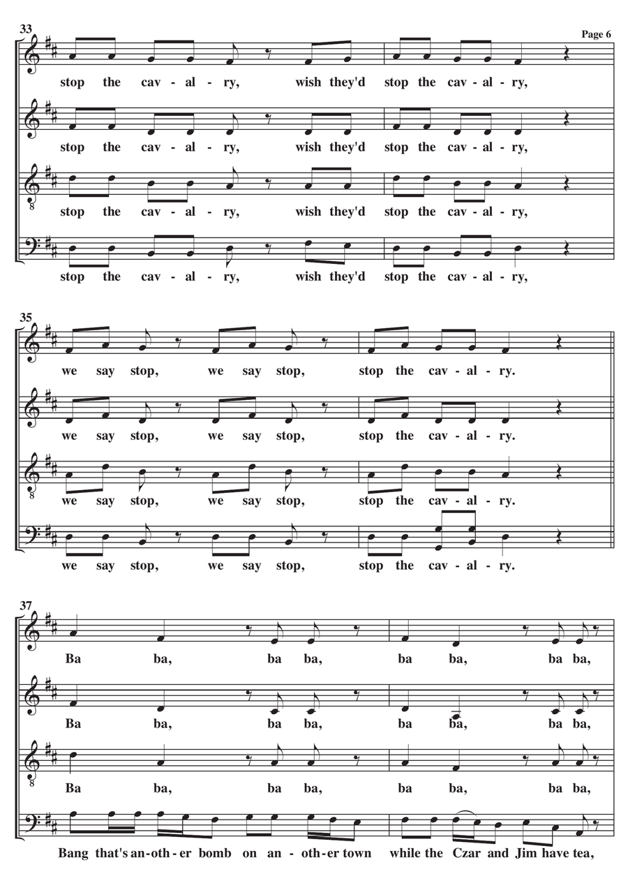 Stop The Cavalry Stop The Cavalry 4-Part scores gallery preview page 6