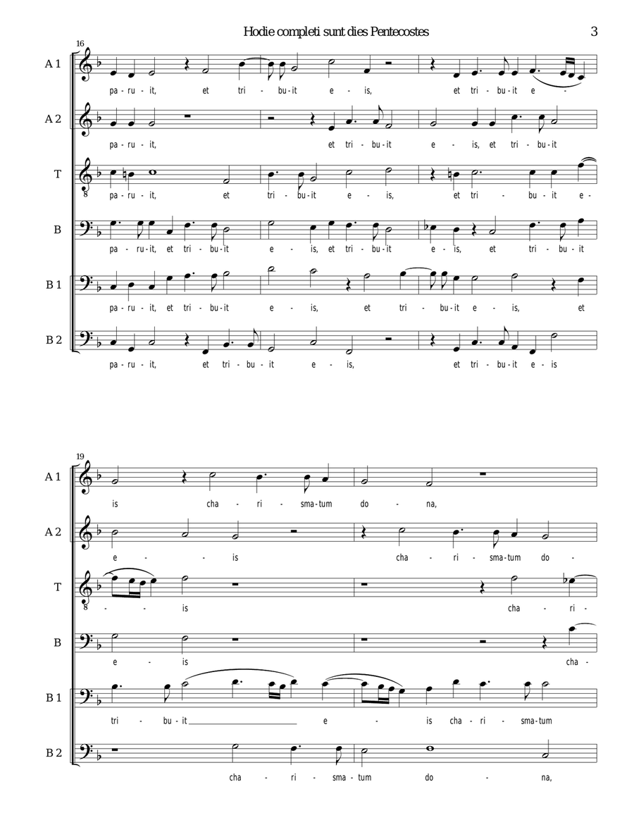 Hodie completi sunt by Orlando di Lasso for AATBarBB Hodie completi sunt by Orlando di Lasso for AATBarBB Choir scores gallery preview page 3