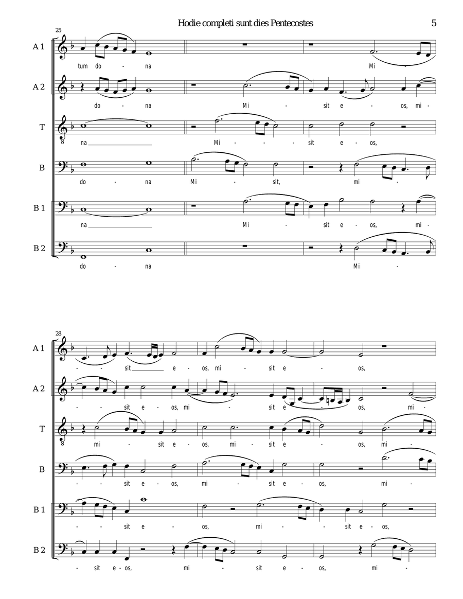 Hodie completi sunt by Orlando di Lasso for AATBarBB Hodie completi sunt by Orlando di Lasso for AATBarBB Choir scores gallery preview page 5