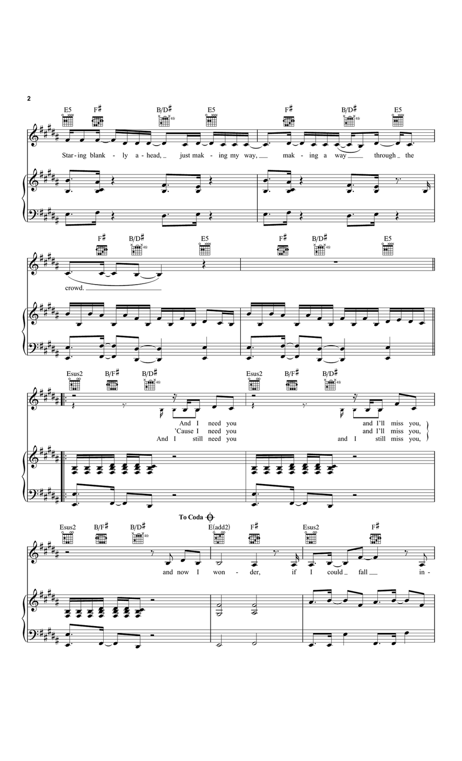 A Thousand Miles A Thousand Miles Piano, Vocal scores gallery preview page 2