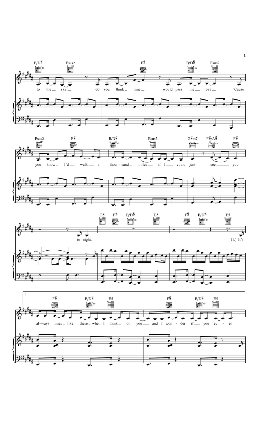 A Thousand Miles A Thousand Miles Piano, Vocal scores gallery preview page 3