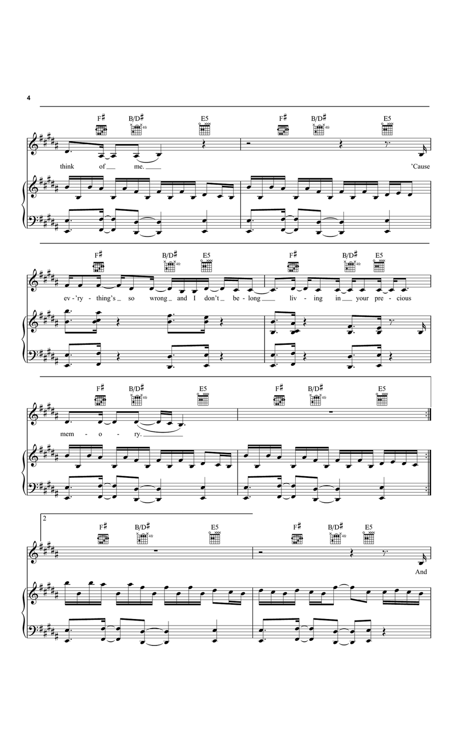 A Thousand Miles A Thousand Miles Piano, Vocal scores gallery preview page 4