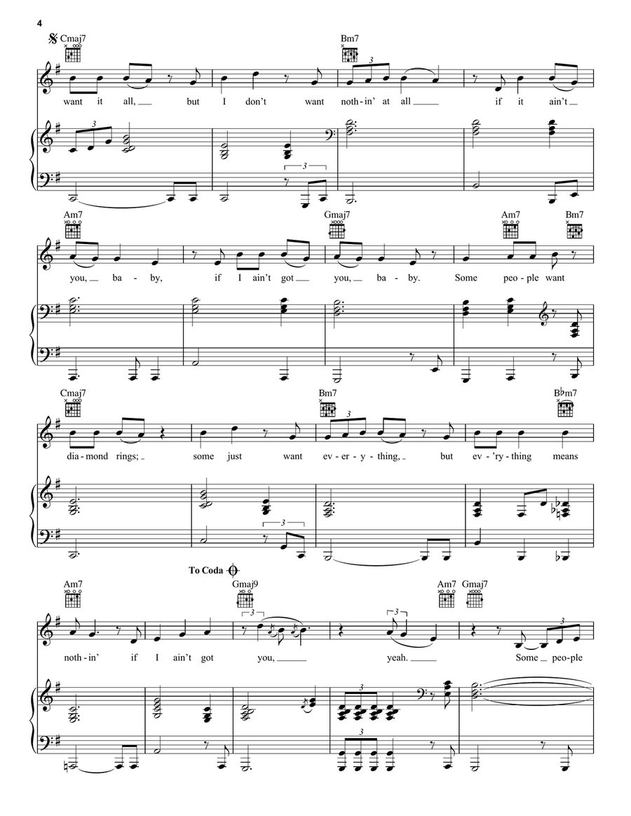 If I Ain't Got You Piano, Vocal scores gallery preview page 4