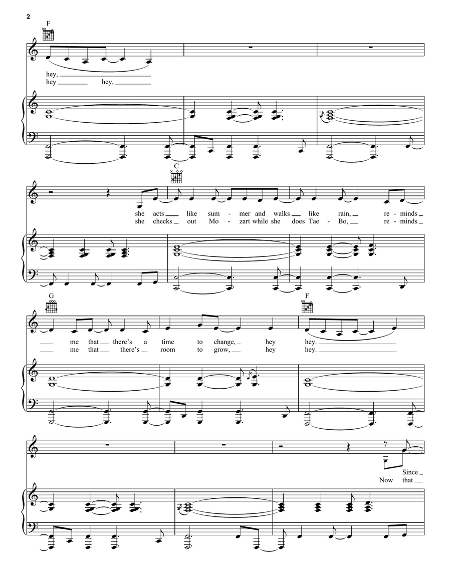 Drops Of Jupiter (Tell Me) Piano, Vocal scores gallery preview page 2