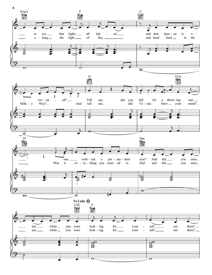 Drops Of Jupiter (Tell Me) Piano, Vocal scores gallery preview page 4