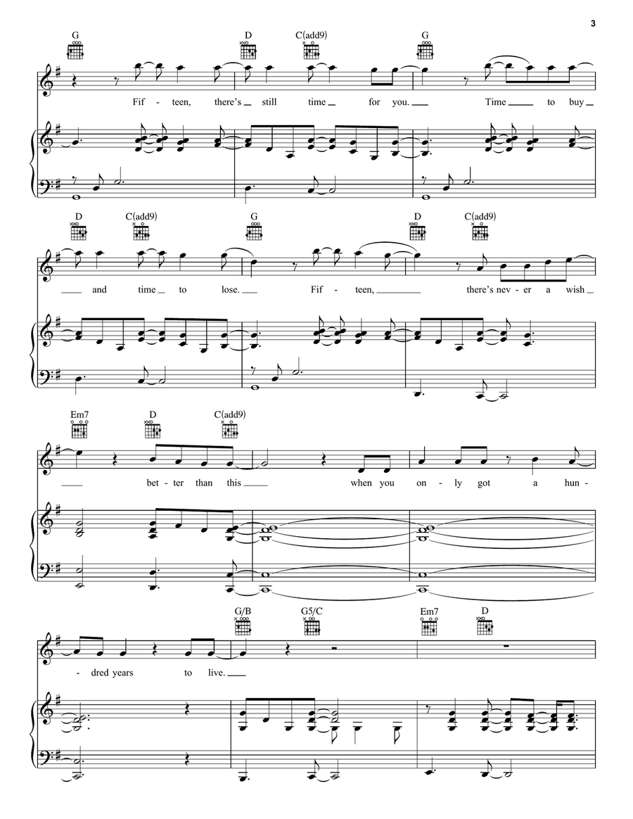 100 Years 100 Years Piano, Vocal scores gallery preview page 3