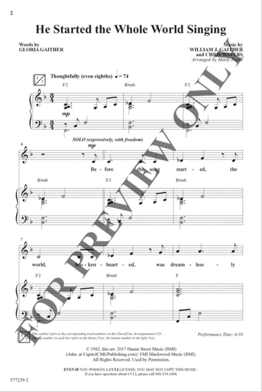 He Started the Whole World Singing - Anthem Choir scores gallery preview page 2