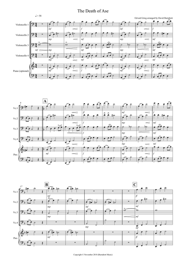 The Death of Ase (from Peer Gynt) for Cello Quartet