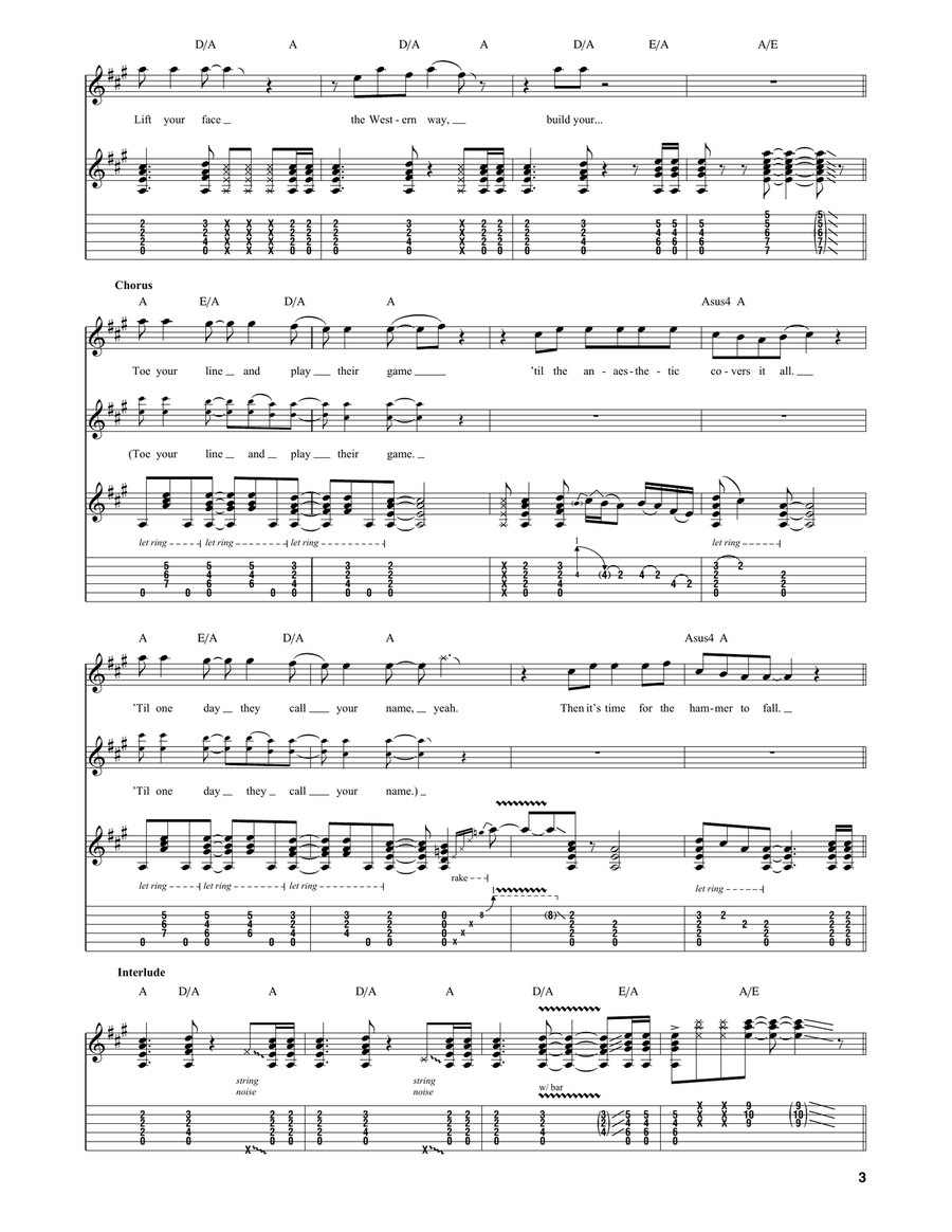 Hammer To Fall Hammer To Fall Acoustic Guitar scores gallery preview page 3
