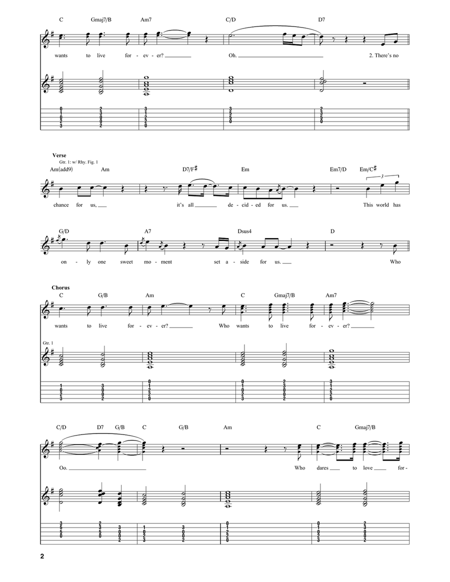 Who Wants To Live Forever Acoustic Guitar scores gallery preview page 2