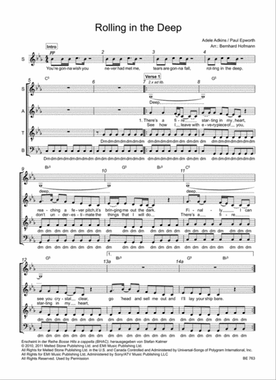 Rolling in the Deep for Mixed Choir 4-Part scores gallery preview page 2