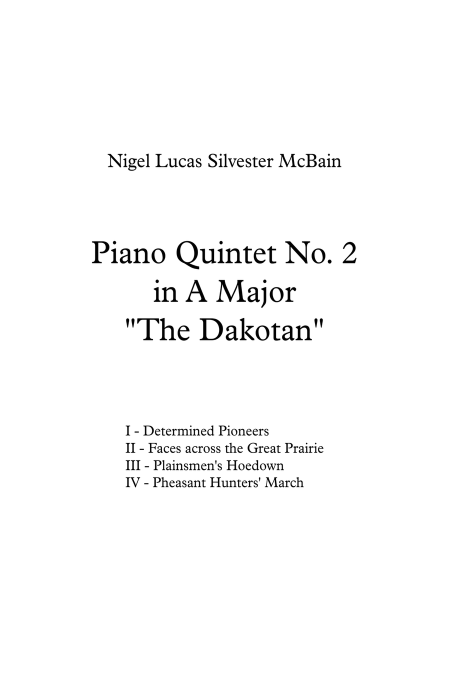 Piano Quintet No. 2 in A Major - 