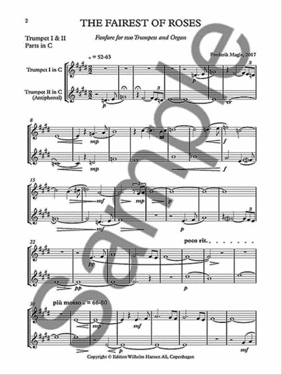 The Fairest of Roses (Den Yndigste Rose) Trumpet scores gallery preview page 2