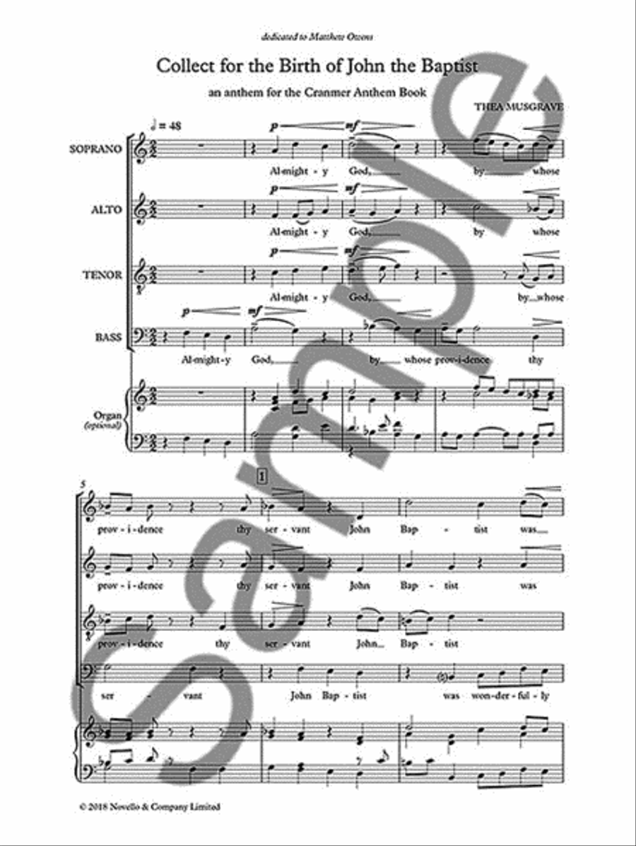 Collect for the Birth of John the Baptist 4-Part scores gallery preview page 2