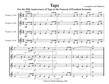 Taps Harmonized for Trumpet Quartet or Ensemble