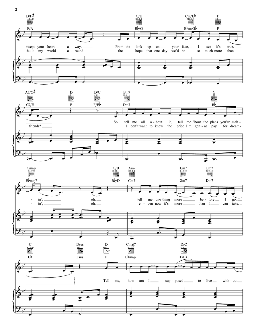 How Am I Supposed To Live Without You Piano, Vocal scores gallery preview page 2