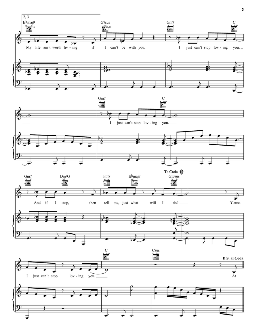 I Just Can't Stop Loving You Piano, Vocal scores gallery preview page 3