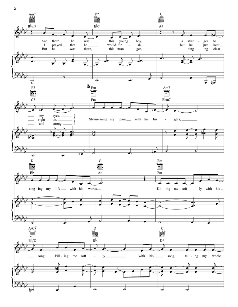 Killing Me Softly With His Song Piano, Vocal scores gallery preview page 2