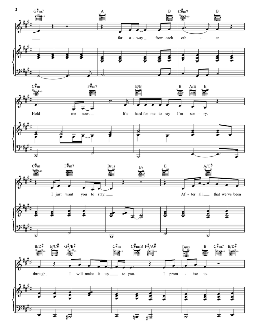 Hard To Say I'm Sorry Hard To Say I'm Sorry Piano, Vocal scores gallery preview page 2