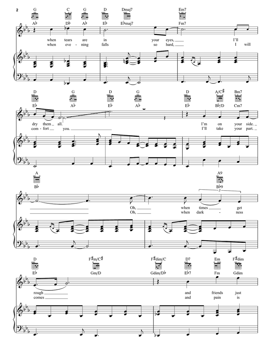 Bridge Over Troubled Water Piano, Vocal scores gallery preview page 2