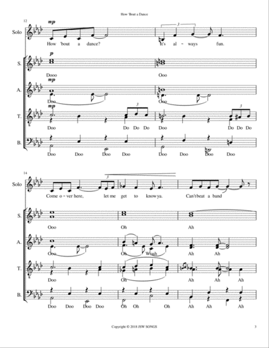 How Bout A Dance? 4-Part scores gallery preview page 3