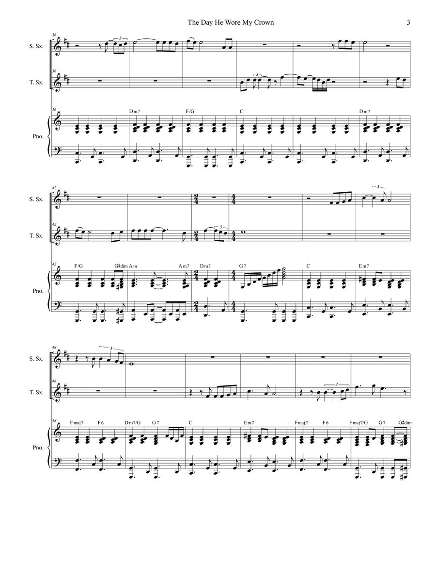 The Day He Wore My Crown The Day He Wore My Crown Tenor Saxophone scores gallery preview page 3