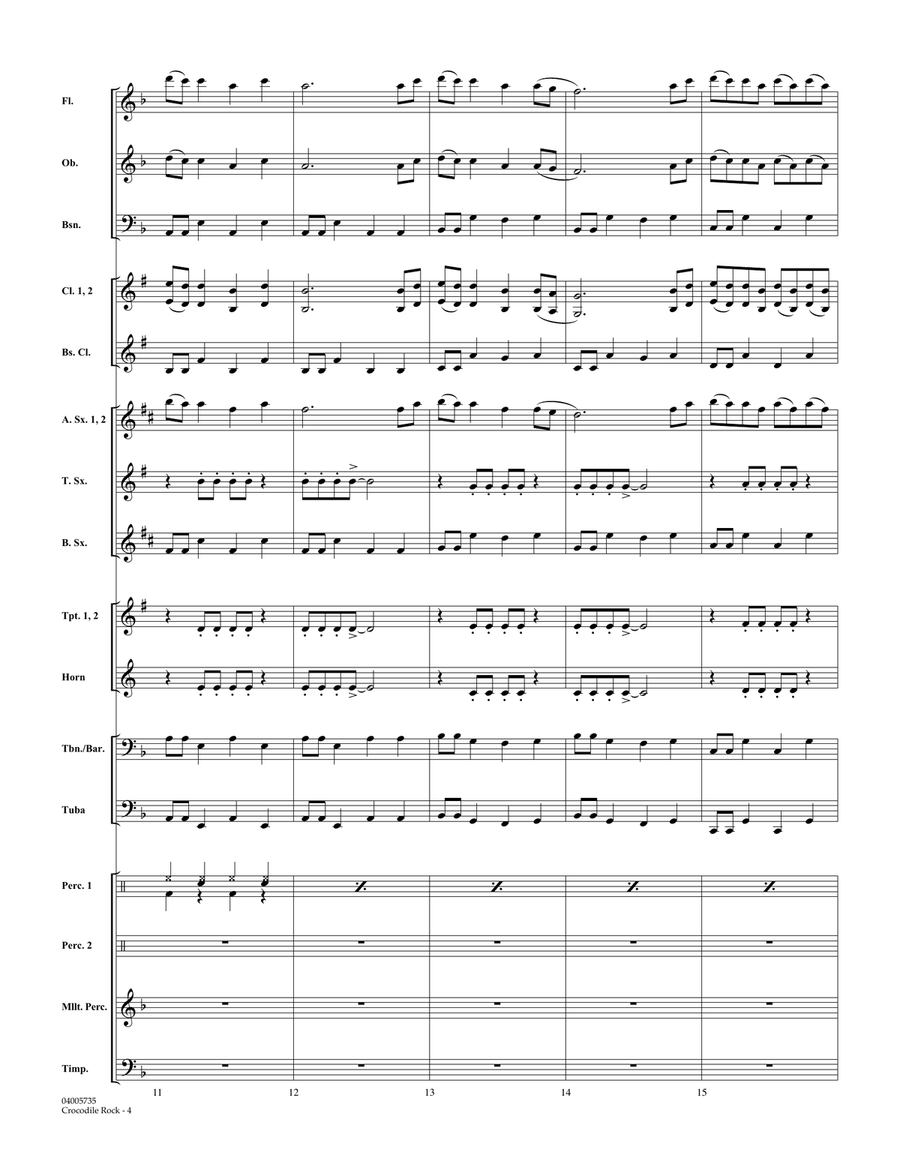 Crocodile Rock (arr. Robert Longfield) - Conductor Score (Full Score) Concert Band scores gallery preview page 4