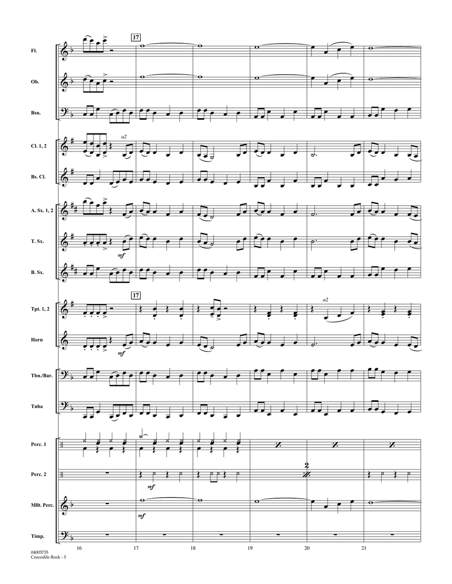 Crocodile Rock (arr. Robert Longfield) - Conductor Score (Full Score) Concert Band scores gallery preview page 5