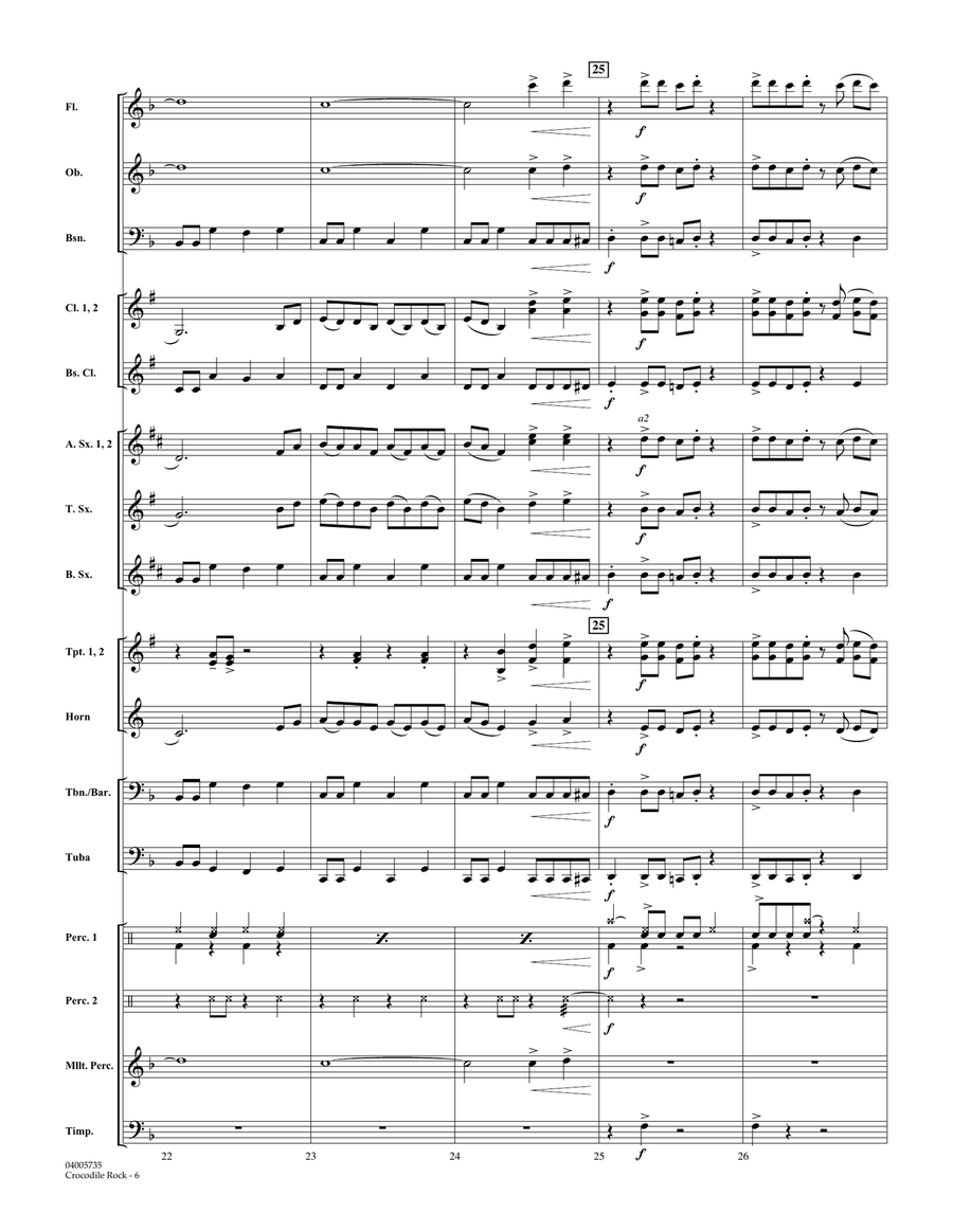 Crocodile Rock (arr. Robert Longfield) - Conductor Score (Full Score) Concert Band scores gallery preview page 6