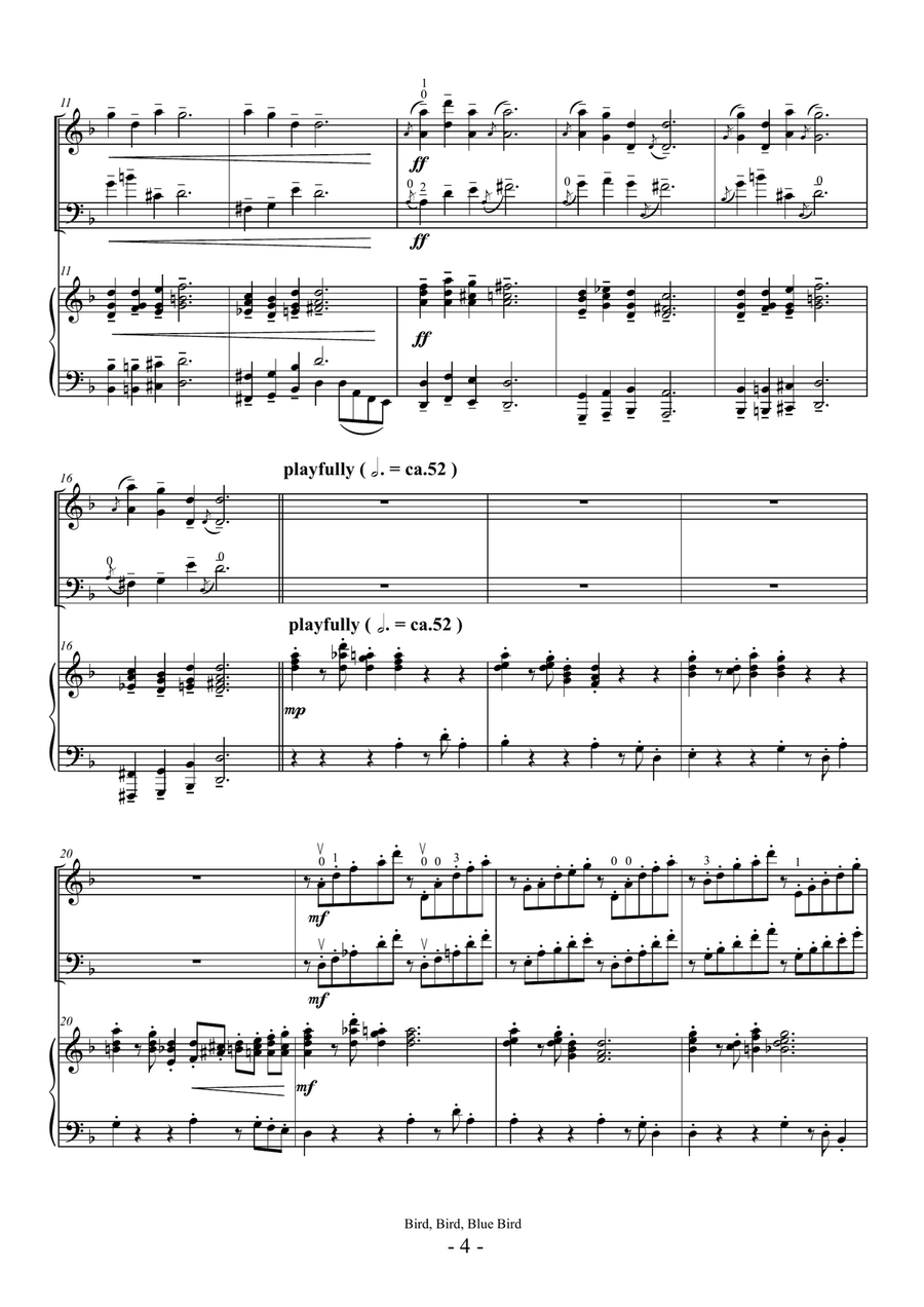 Bird, Bird, Blue Bird (For Piano Trio) Piano Trio scores gallery preview page 4