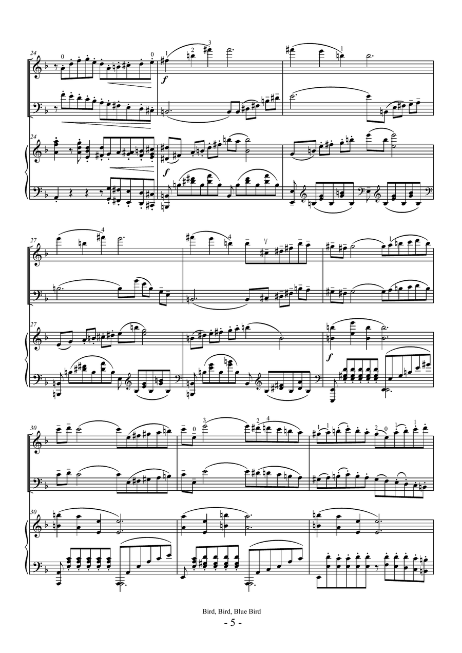 Bird, Bird, Blue Bird (For Piano Trio) Piano Trio scores gallery preview page 5