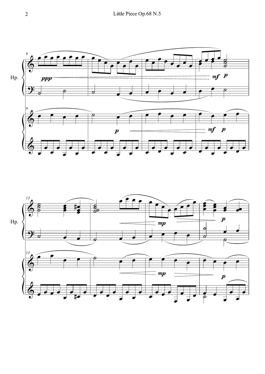 Little Piece Op.68 N.5 with Harp Harp scores gallery preview page 2