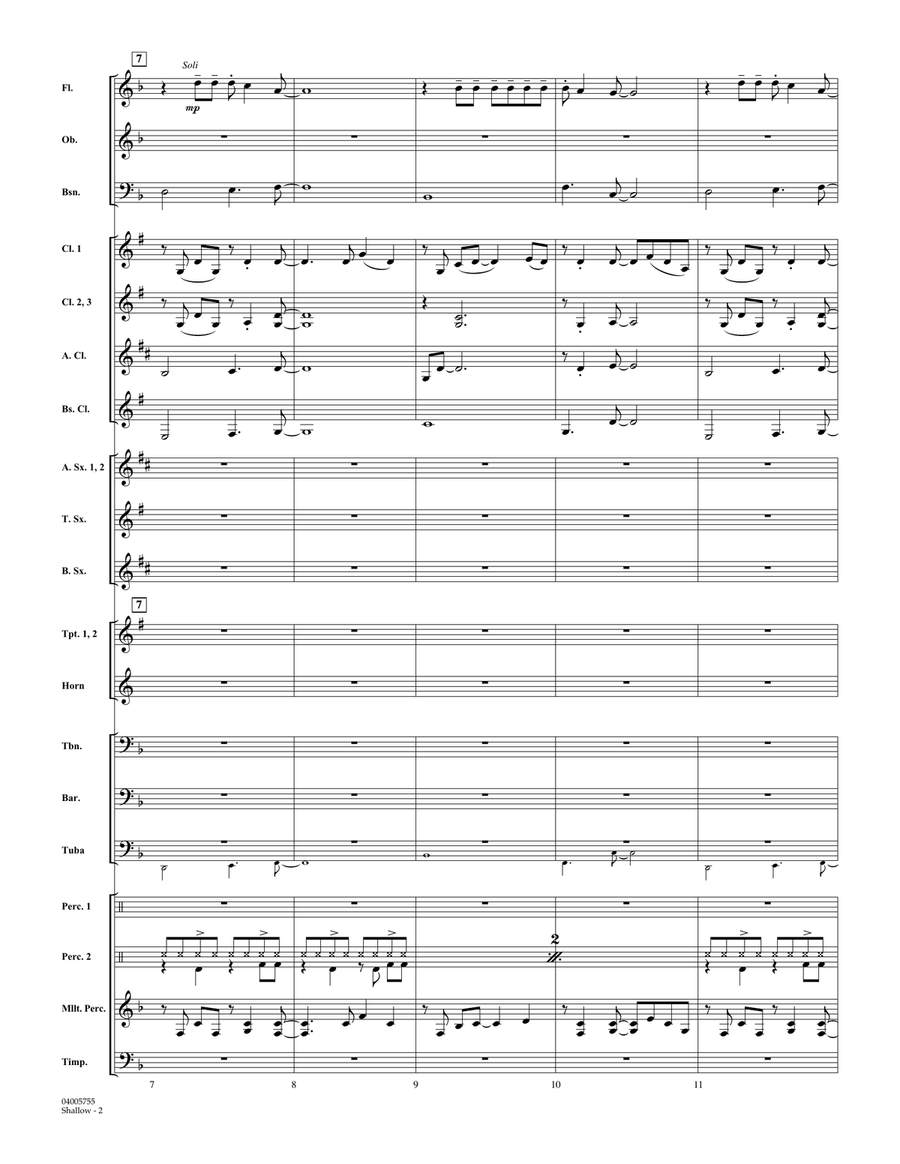 Shallow (from A Star Is Born) (arr. Paul Murtha) - Conductor Score (Full Score) Concert Band scores gallery preview page 2