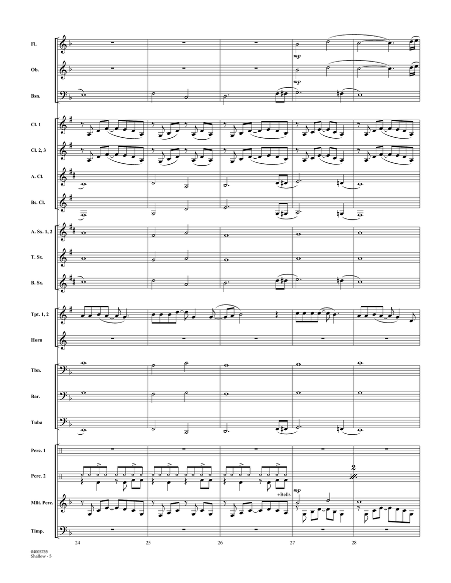 Shallow (from A Star Is Born) (arr. Paul Murtha) - Conductor Score (Full Score) Concert Band scores gallery preview page 5
