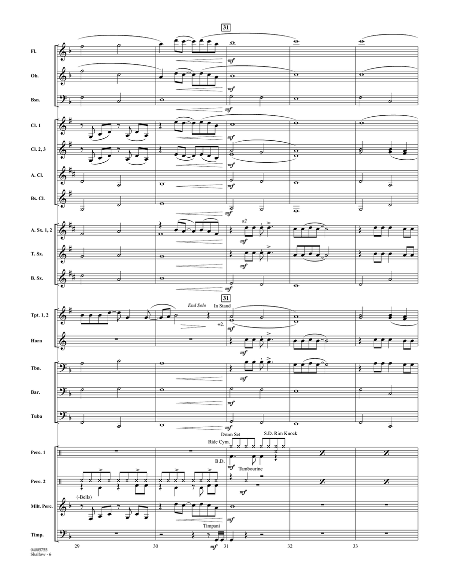 Shallow (from A Star Is Born) (arr. Paul Murtha) - Conductor Score (Full Score) Concert Band scores gallery preview page 6
