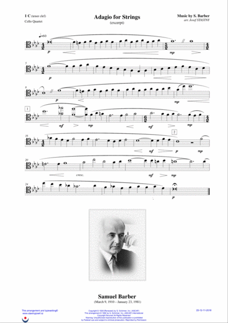 Adagio For Strings Cello Solo scores gallery preview page 2