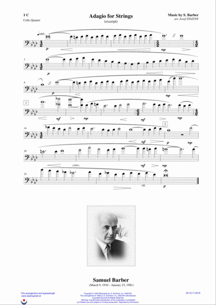 Adagio For Strings Cello Solo scores gallery preview page 3